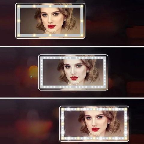 מראה LED להתאפר ברכב – תאורה מתכווננת