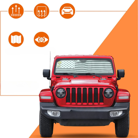 Sluneční clona na čelní sklo s americkou vlajkou — jedinečný styl a ochrana proti teplu