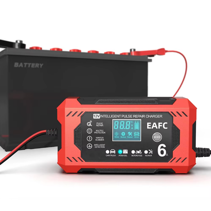 Inteligentna ładowarka do akumulatorów samochodowych 12V/24V - Wyświetlacz LCD i automatyczna ochrona