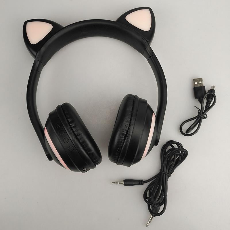 Căști luminoase Bluetooth Cat Ears - ascultare confortabilă și stil original