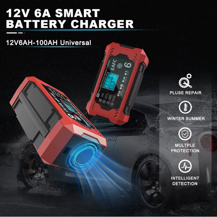 Inteligentna ładowarka do akumulatorów samochodowych 12V/24V - Wyświetlacz LCD i automatyczna ochrona
