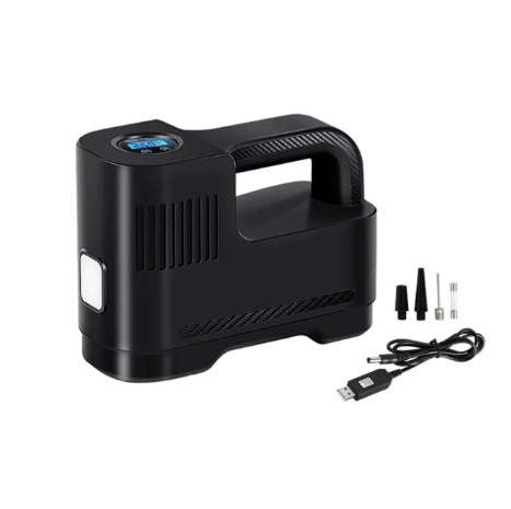 Kantava digitaalinen 12V ilmakompressori LED-valolla — turvallisuus ja yökäyttö