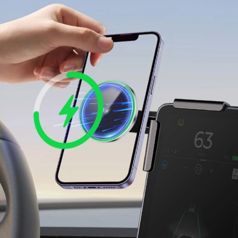 Support Téléphone Pour Tesla — Fixation Magnétique Et Recharge Sans Fil