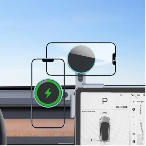 Support Téléphone Pour Tesla — Fixation Magnétique Et Recharge Sans Fil