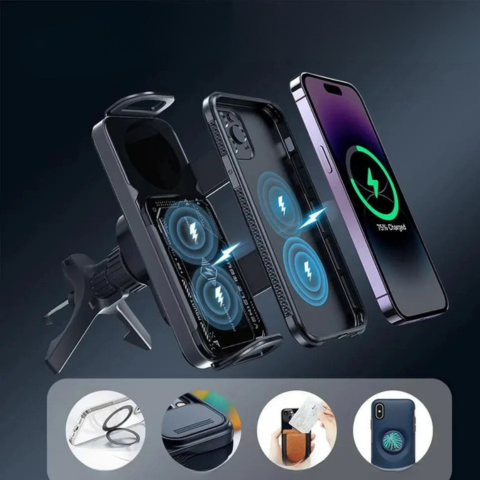 Soporte de Teléfono Magnético para Coche — Fijación Rápida y Segura