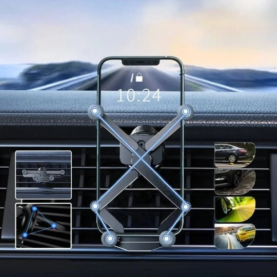 Soporte Teléfono Coche Rejilla de Ventilación – Rotación 360° & Bloqueo Automático 