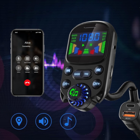 FM-Multifunktionssender für das Auto — Musik & Sprachassistent 