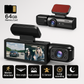 Dashcam כפולה Full HD לרכב - ראיית לילה + מצלמה פנימית 