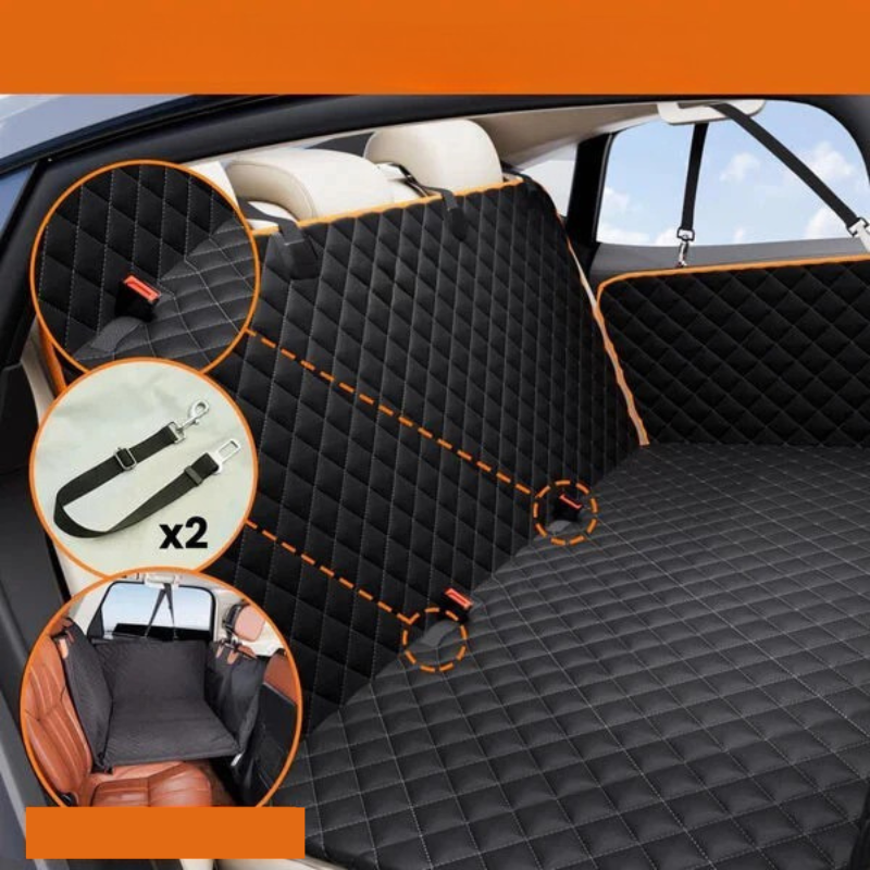 Car Seat Cover for Dog – Waterproof & Non-Slip with Safety Harness