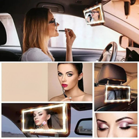 Miroir De Maquillage Led Pour Voiture — Design Compact & Lumière Réglable