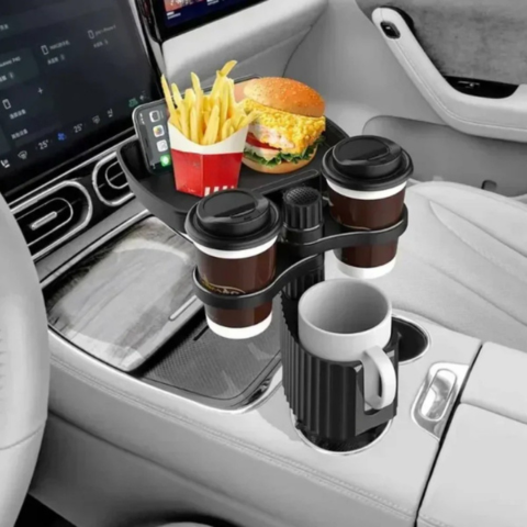 Plateau Multifonction Pour Voiture — Support Double Gobelet Intégré