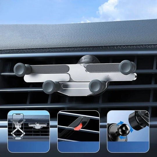 Soporte Teléfono Coche Rejilla de Ventilación – Rotación 360° & Bloqueo Automático 